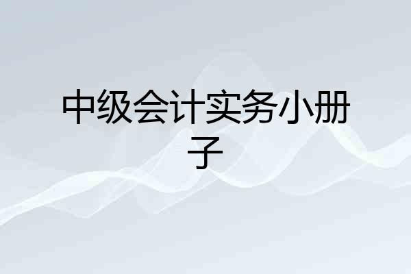 中级会计实务小册子