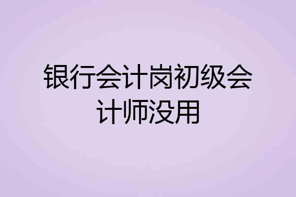 银行会计岗初级会计师没用