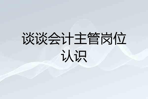 谈谈会计主管岗位认识