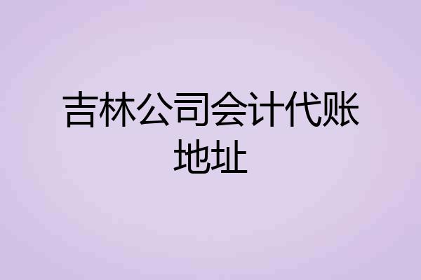 吉林公司会计代账地址