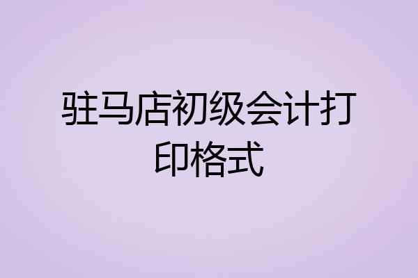 驻马店初级会计打印格式