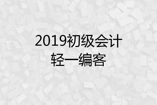 2019初级会计轻一编客