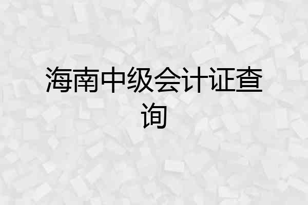 海南中级会计证查询