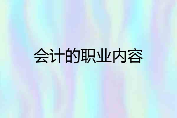 会计的职业内容