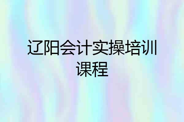 辽阳会计实操培训课程