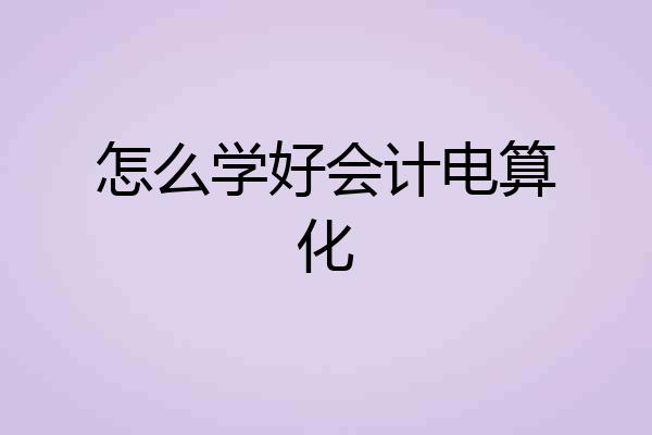 怎么学好会计电算化
