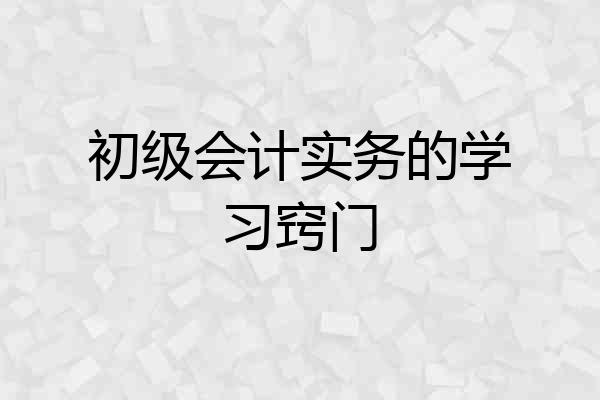 初级会计实务的学习窍门
