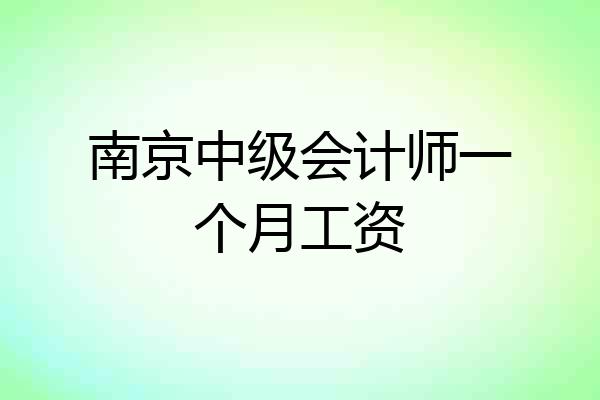 南京中级会计师一个月工资