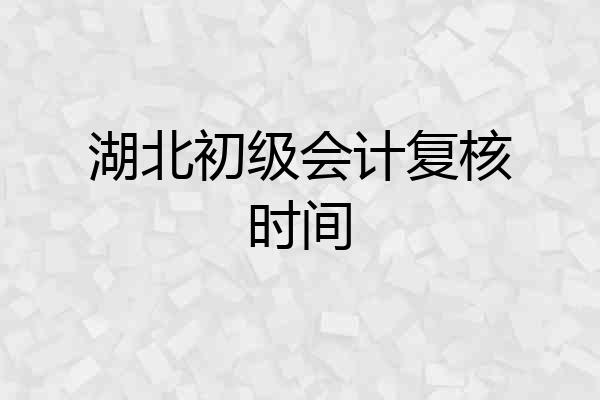 湖北初级会计复核时间
