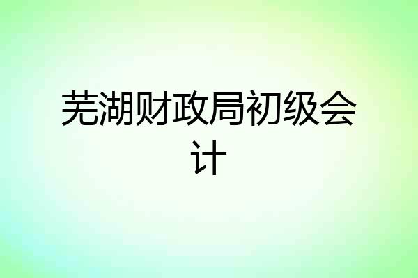 芜湖财政局初级会计