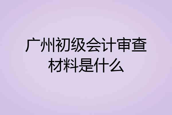 广州初级会计审查材料是什么