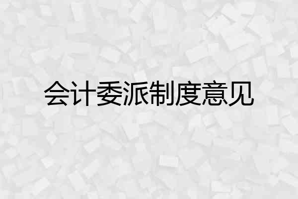 会计委派制度意见