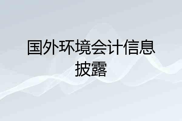 国外环境会计信息披露