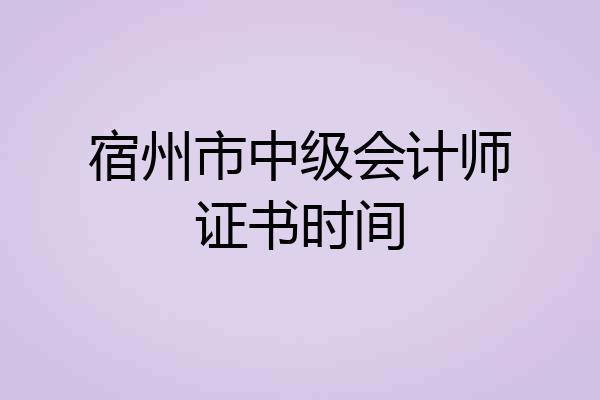 宿州市中级会计师证书时间