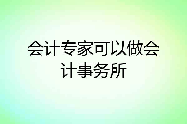 会计专家可以做会计事务所