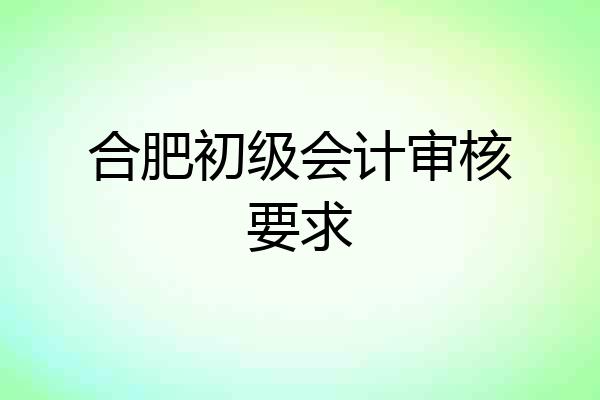 合肥初级会计审核要求