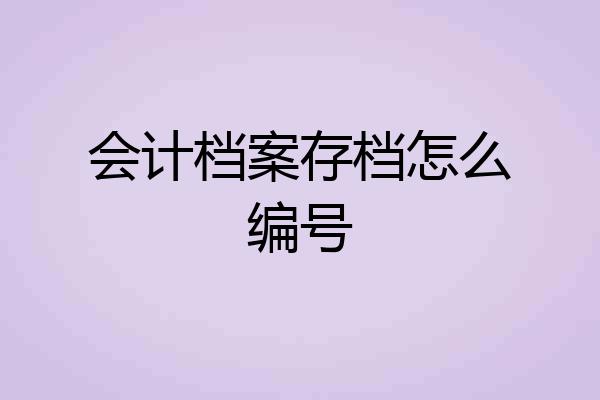 会计档案存档怎么编号