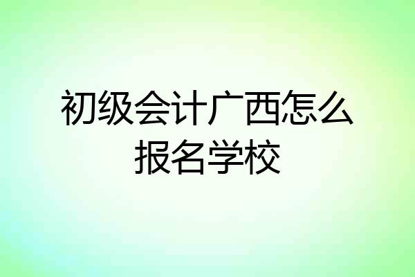 初级会计广西怎么报名学校