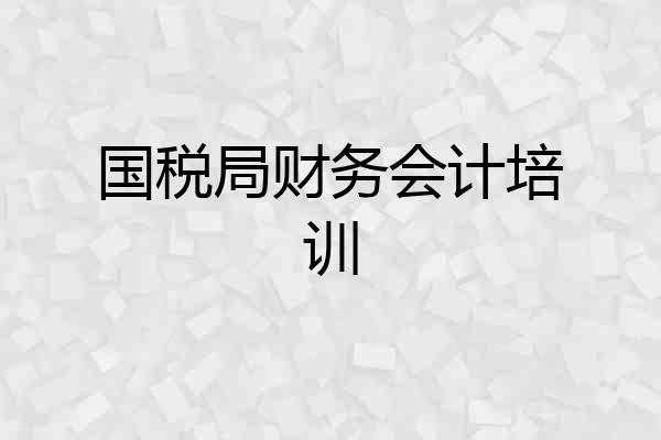国税局财务会计培训