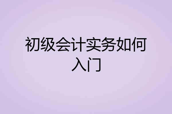 初级会计实务如何入门