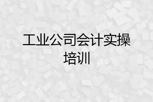 工业公司会计实操培训