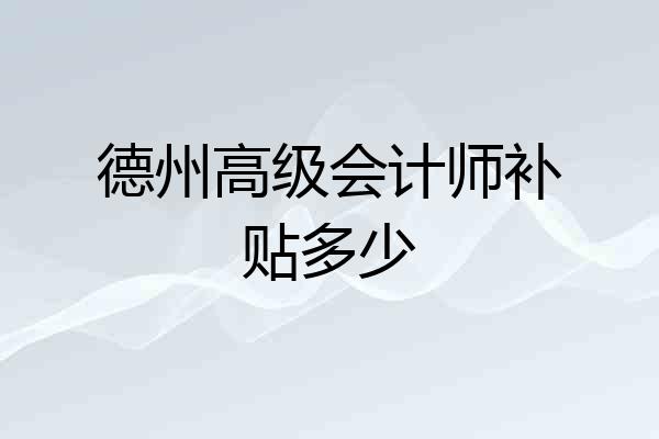 德州高级会计师补贴多少