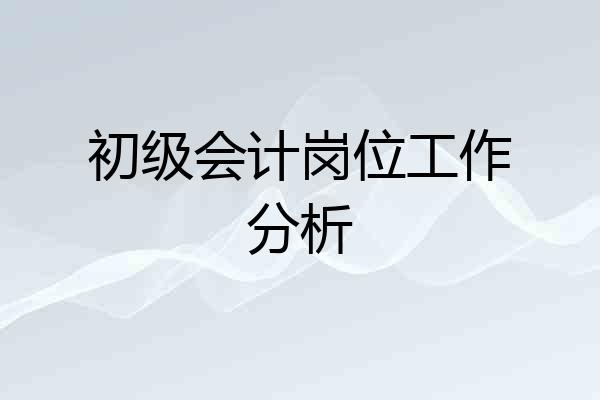 初级会计岗位工作分析