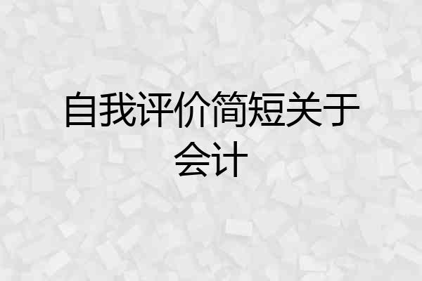 自我评价简短关于会计