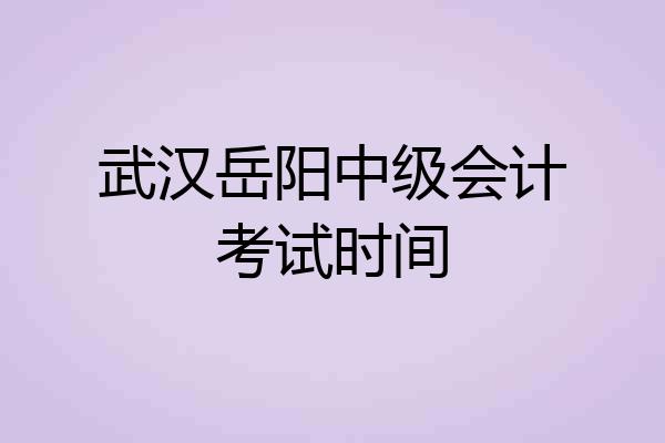 武汉岳阳中级会计考试时间
