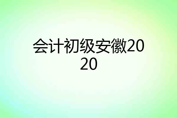 会计初级安徽2020