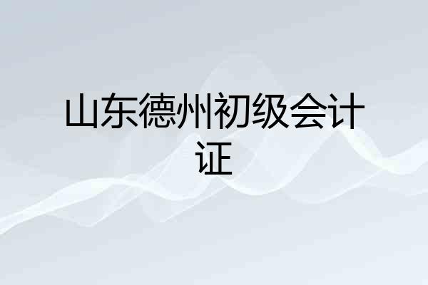 山东德州初级会计证