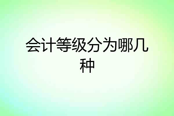 会计等级分为哪几种
