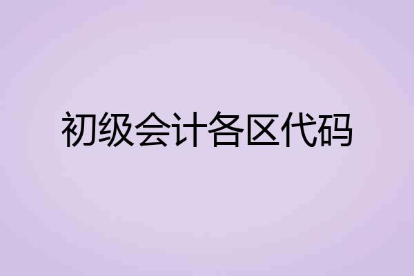 初级会计各区代码