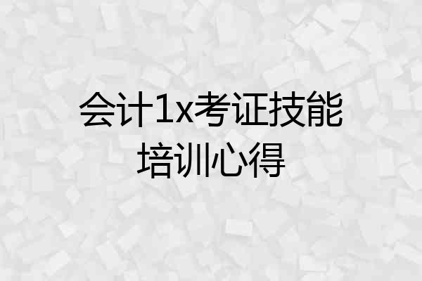 会计1x考证技能培训心得