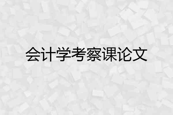 会计学考察课论文