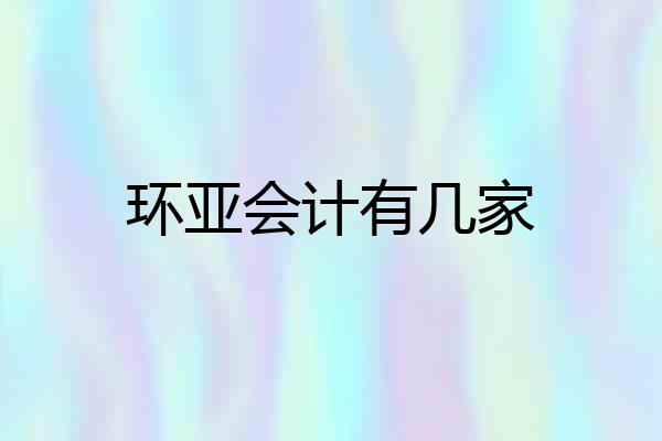 环亚会计有几家