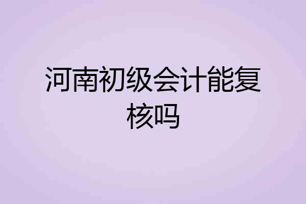 河南初级会计能复核吗