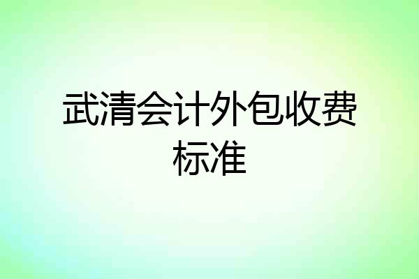 武清会计外包收费标准
