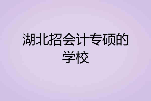 湖北招会计专硕的学校