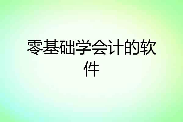 零基础学会计的软件