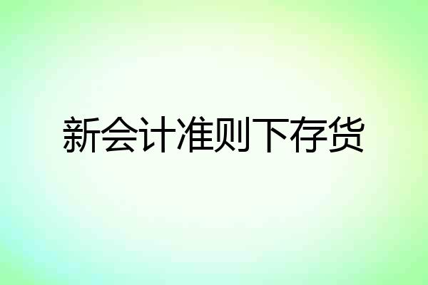 新会计准则下存货