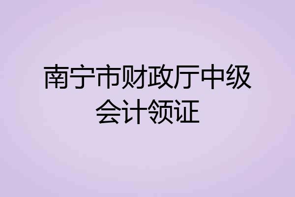 南宁市财政厅中级会计领证