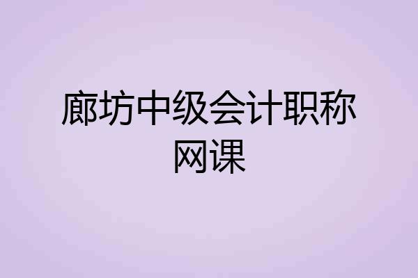 廊坊中级会计职称网课