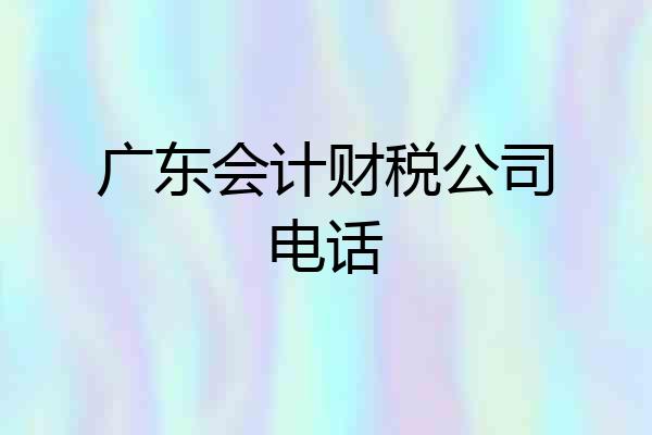广东会计财税公司电话