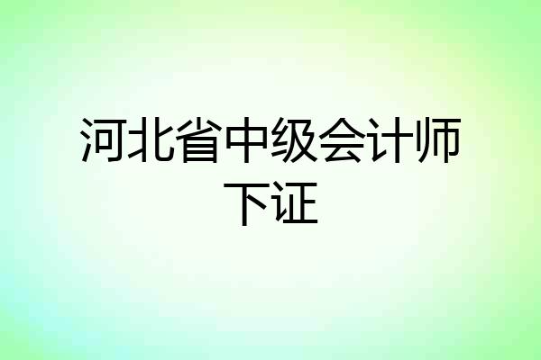 河北省中级会计师下证