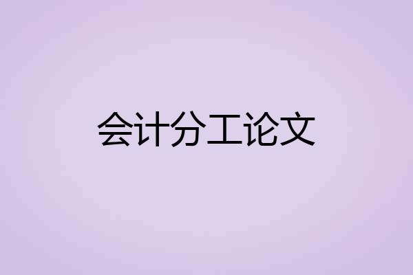 会计分工论文
