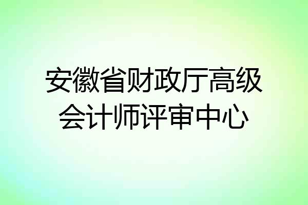 安徽省财政厅高级会计师评审中心