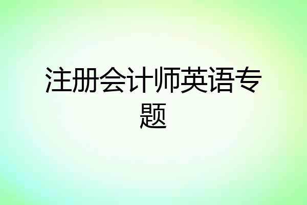 注册会计师英语专题