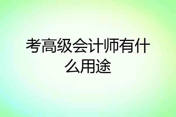 考高级会计师有什么用途