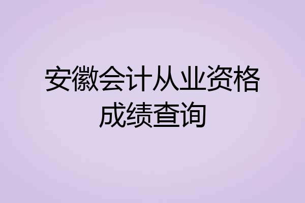 安徽会计从业资格成绩查询